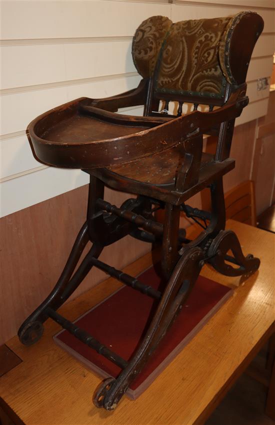 An early 20th century metamorphic childs high chair